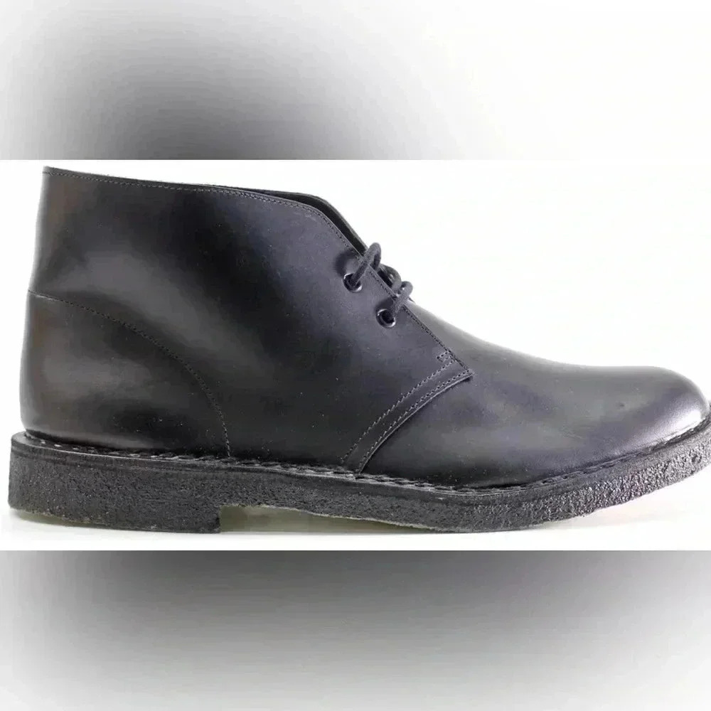 Clarks Men’s Originals Desert Boot Black Leather Size 12